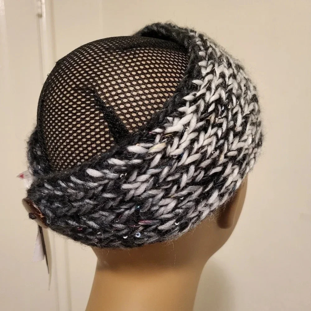 Hand Knit Headwrap Crochet Headband w/Flower